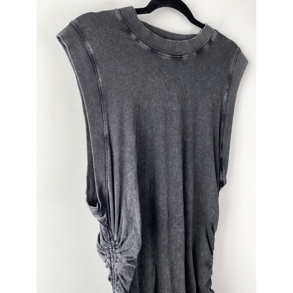 Anthropologie Daily Practice Ruched Mini Dress XL Stonewash Black Casual Sporty - Picture 5 of 14